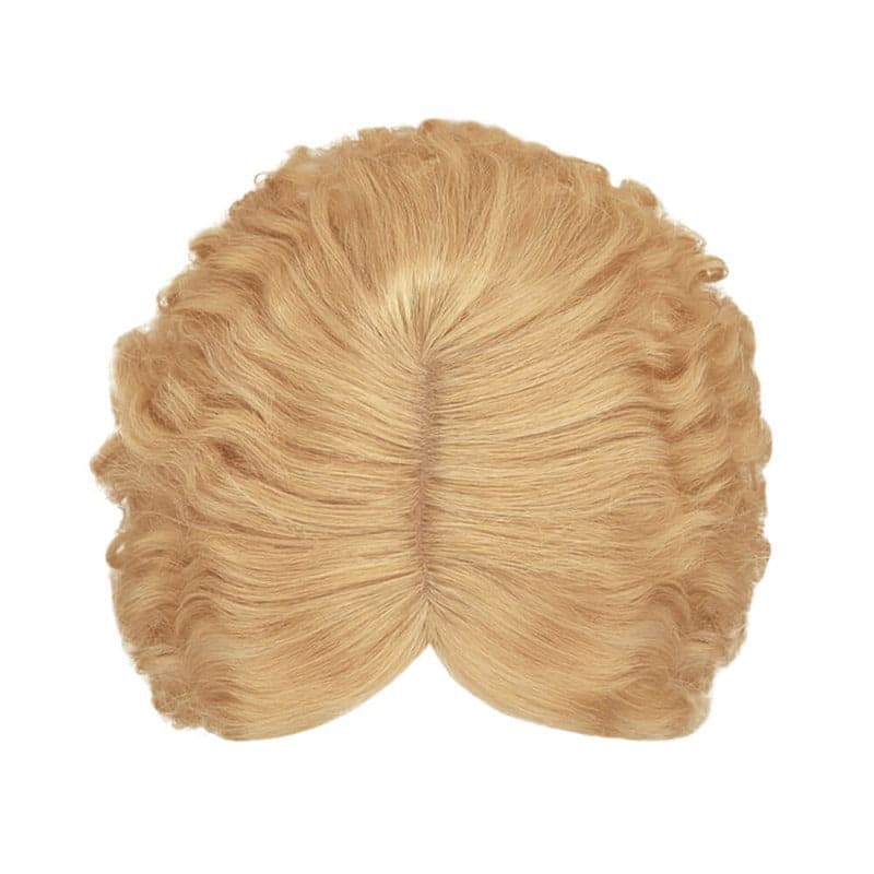 Susan – cheveux humains bouclés, pour couronne amincissante, Base en soie, blond foncé, 10x12cm