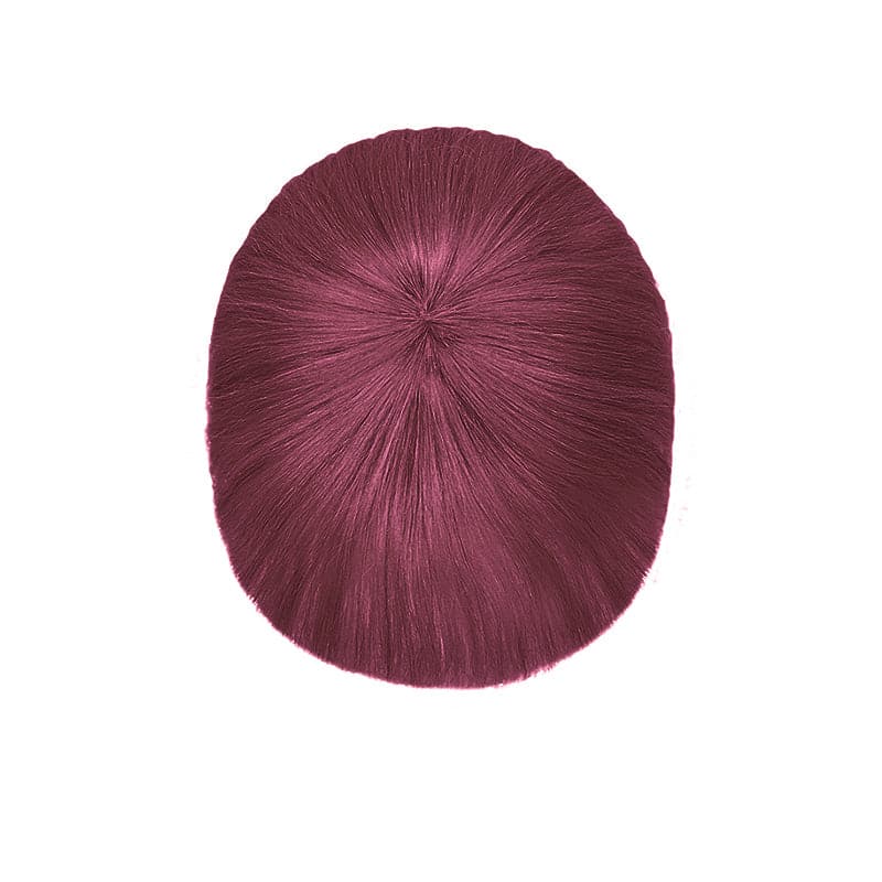 Wine Red Human Hair Topper With Bang For Women Thinning Crown 10*10cm Base E-LITCHI