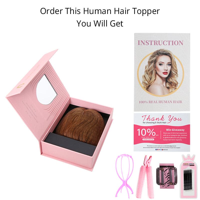 Highlights Human Hair Topper With Bang For Women Hair Loss 13*13cm Silk Base
