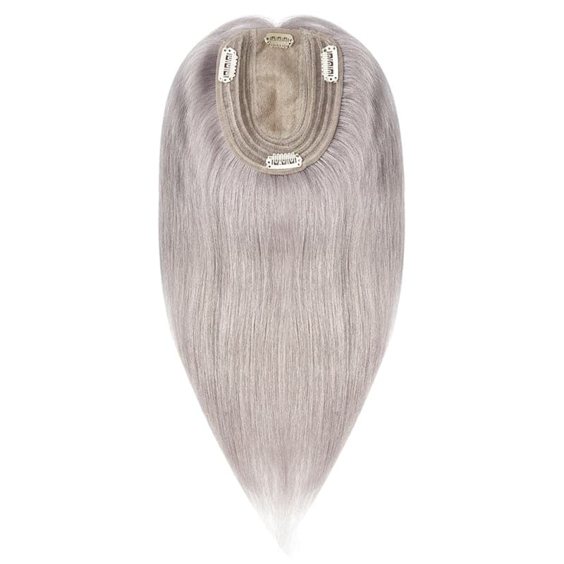 Susan ︳Silver Gray Human Hair Topper For Women Thinning Crown 10*12cm Silk Base E-LITCHI