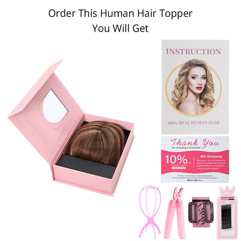 Susan ︳Natural Black Human Hair Topper With Bang For Women Thinning Crown 10*12cm Base E-LITCHI