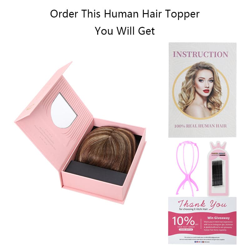 Susan ︳Blonde Grey 10*12 Base Human Hair Topper With Bangs E-LITCHI