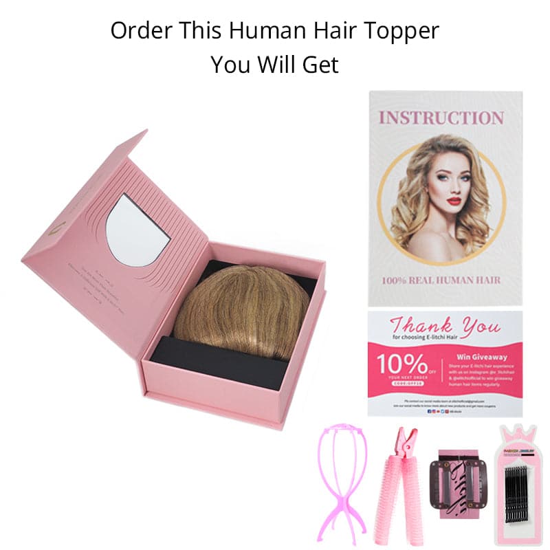 Susan ︳Wavy Human Hair Topper For Thinning Crown 10*12cm Medium Brown Silk Base E-LITCHI