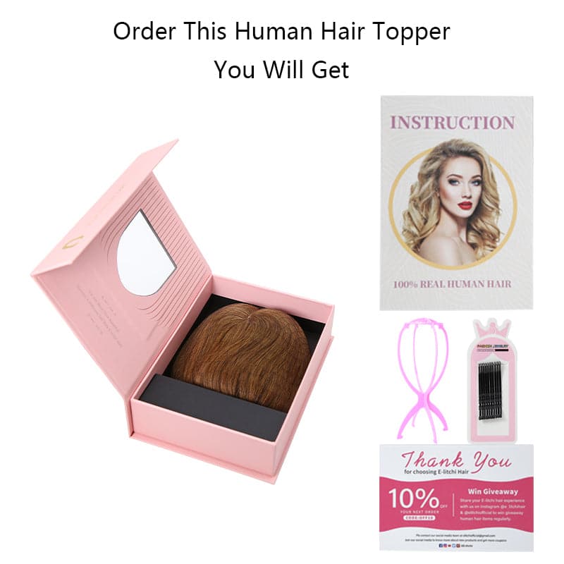 E-litchi Brown 15*16 Silk Base Human Hair Topper With Bang E-LITCHI® Hair