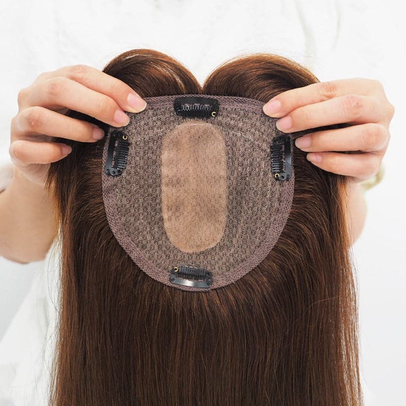 human hair topper with bangs