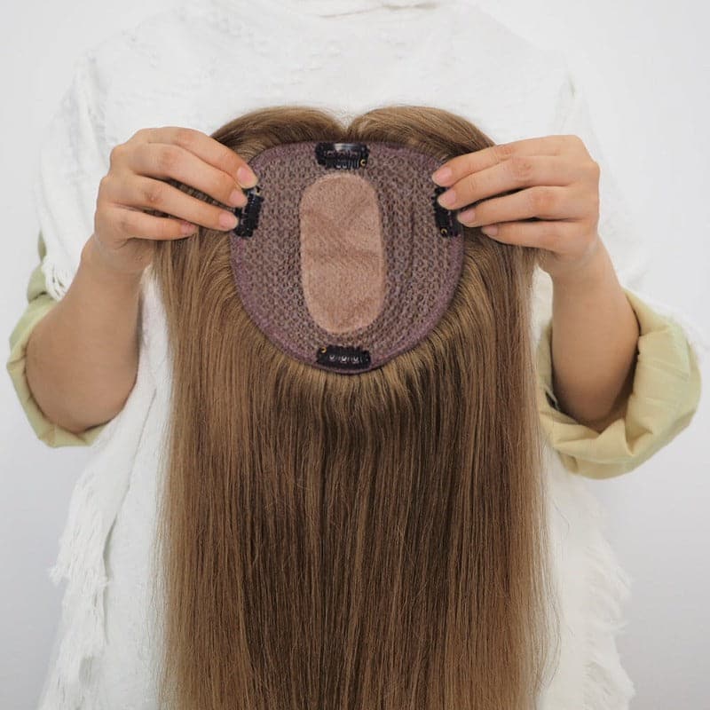 human hair topper with bangs