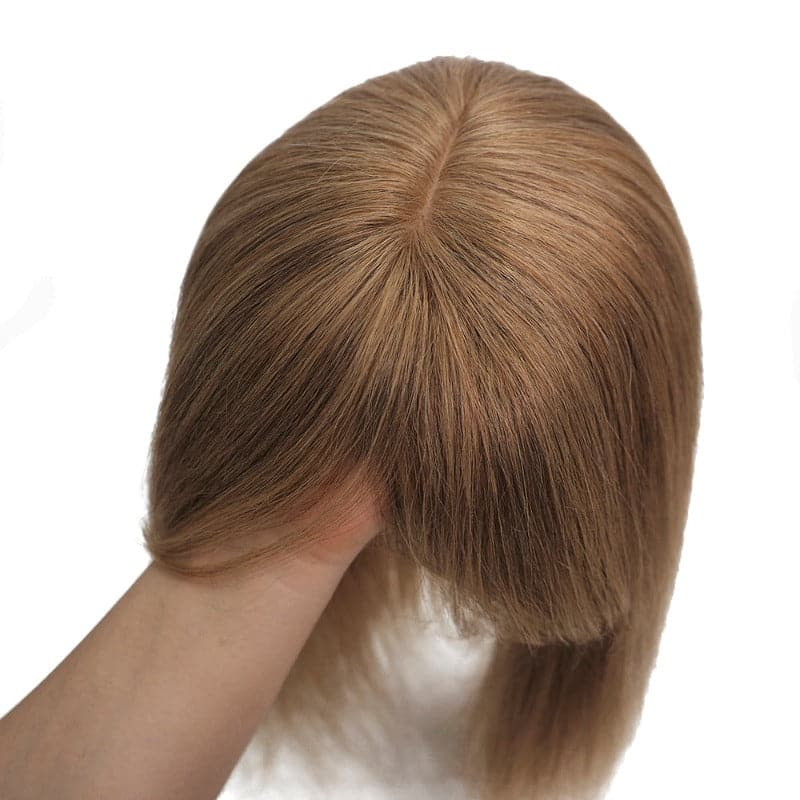 human hair topper with bangs