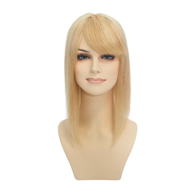 Human Hair Topper With Bangs For Women Hair Loss 13*13cm Silk Base All Shades E-LITCHI Hair