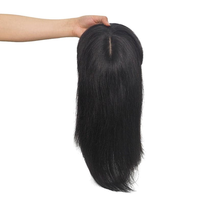Echthaar-Topper Mit Pony (Bangs) – Natürlich Weich, Täglich Tragbare Haarteile