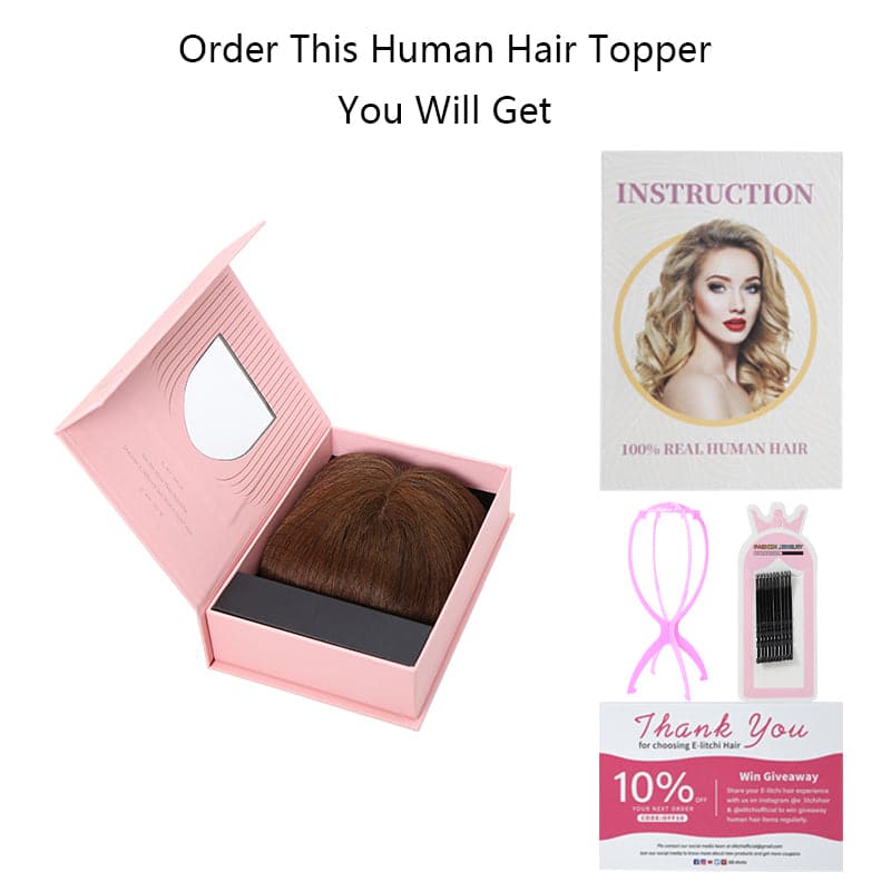 Brown Human Hair Topper Silk Base 15*16cm E-LITCHI