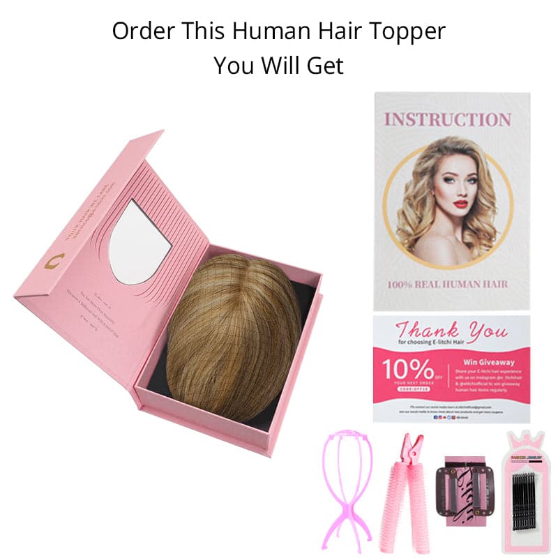 Blonde Human Hair Topper For Women Thinning Crown 7*13cm Base E-LITCHI Hair