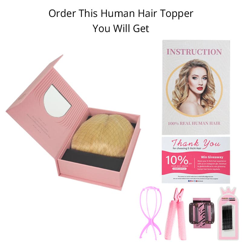 Wavy Human Hair Topper Platinum Blonde 13*15cm Silk Base E-LITCHI
