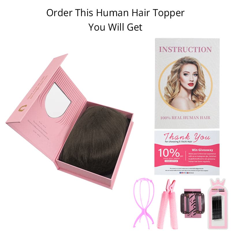 Pre Sale Lace Human Hair Topper 15*20cm Hand Tied Base For Hair Loss Bleach Blonde E-LITCHI Hair