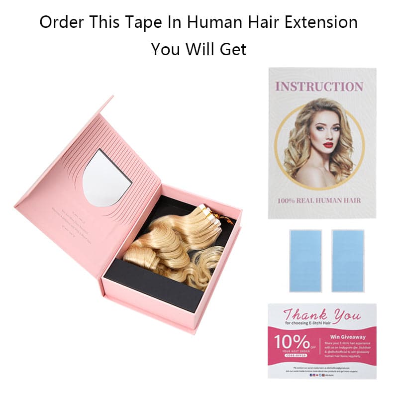 Black Wavy Tape Ins 2 Pack 40pcs Bundle For More Volume E-LITCHI® Hair