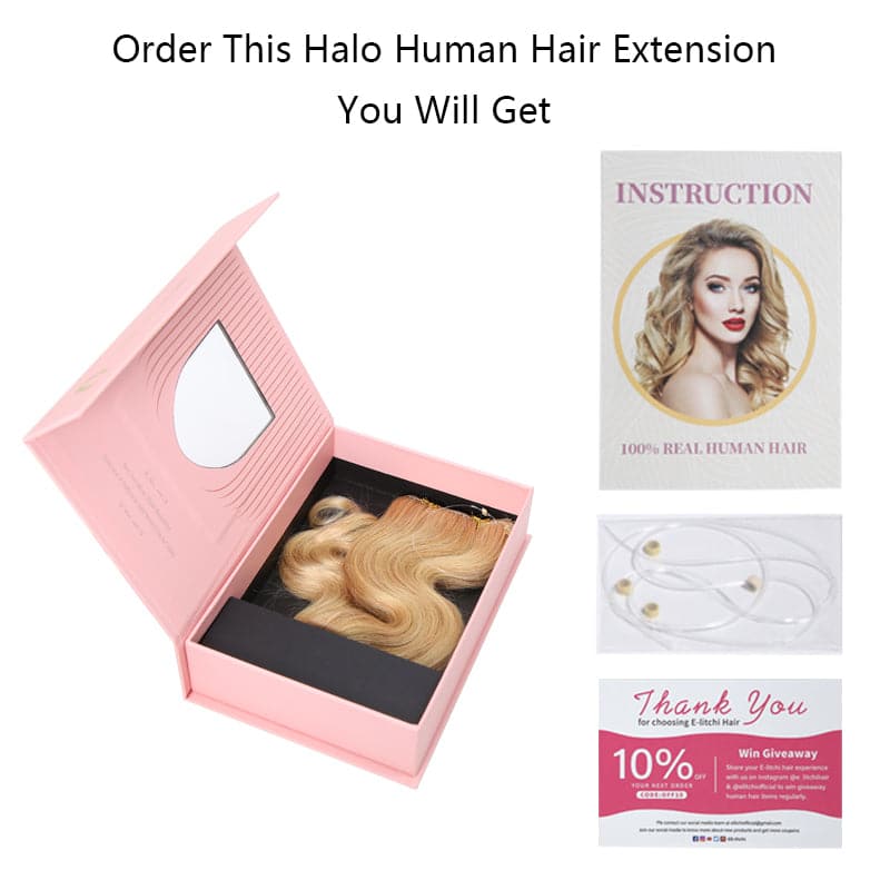 Halo Human Hair Extension Wine Red Wavy Light Volume E-LITCHI