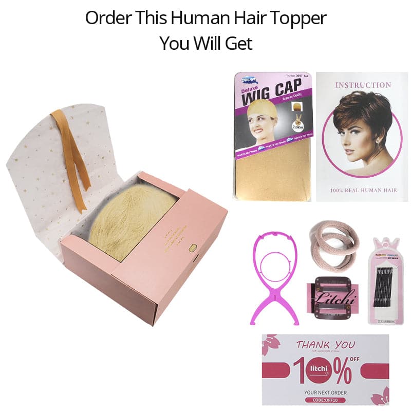 Human Hairpiece With Bangs For Women Short Hair 16*19cm Mono Base Topper Dark Brown E-LITCHI Hair