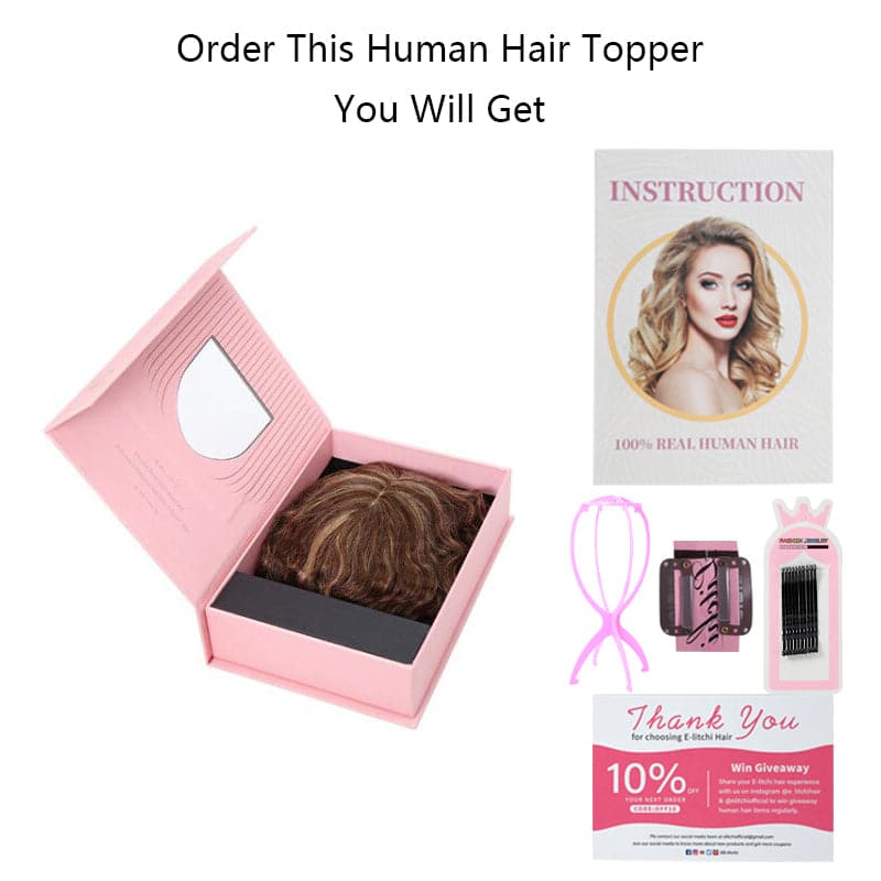 Susan ︳Curly Human Hair Topper For Thinning Crown 10*12cm Light Brown Silk Base E-LITCHI