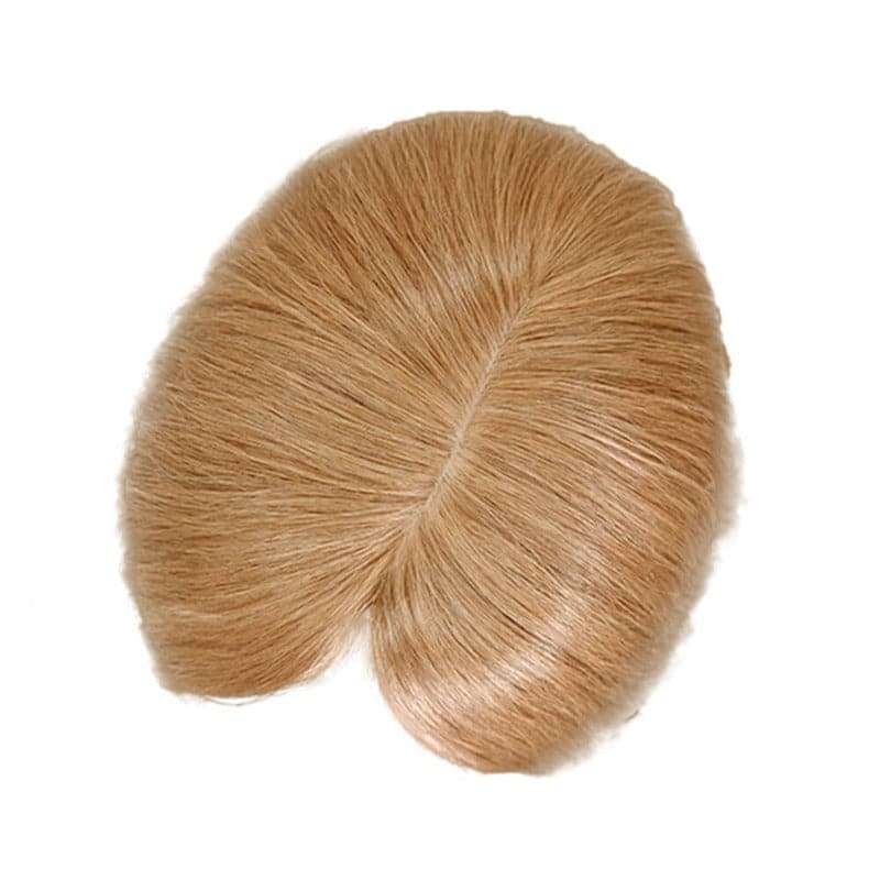 Echthaar-Topper für dünner werdendes Haar, dunkelblond, 13 x 15 cm, Seidenbasis