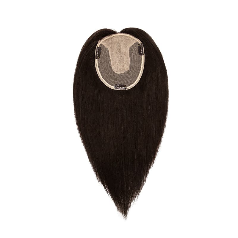 Human Hair Topper For Thinning Hair Dark Brown 13*15cm Silk Base E-LITCHI