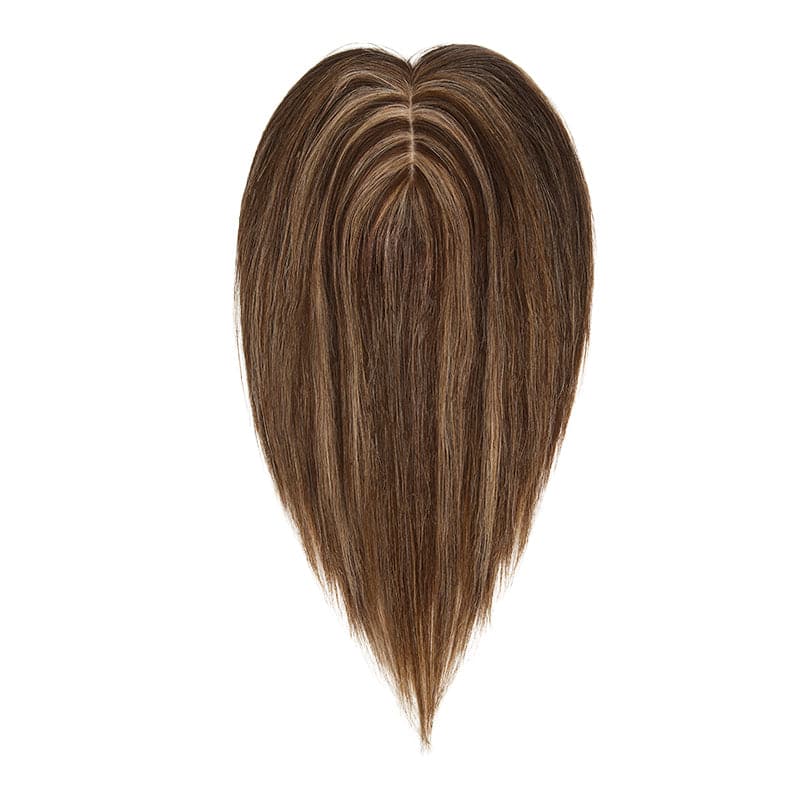 Human Hair Topper For Thinning Hair Caramel Highlights 13*15cm Silk Base E-LITCHI