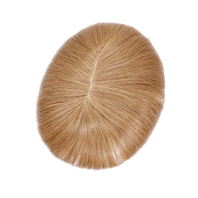 Topper de cheveux humains avec frange pour cheveux clairsemés, Base en soie blond foncé 13*15cm