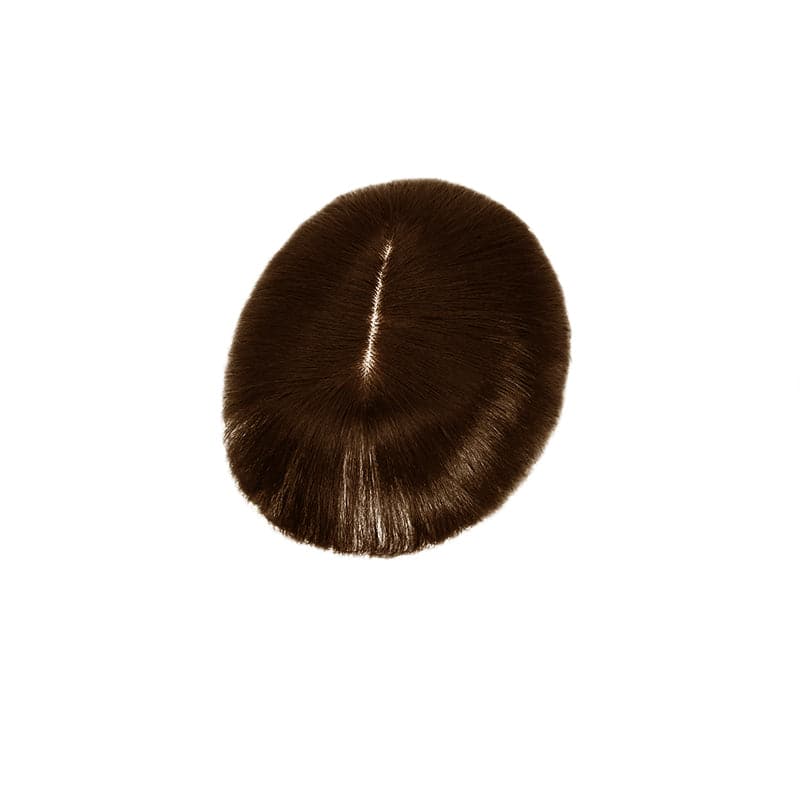 Human Hair Topper With Bangs For Thinning Hair Medium Brown 13*15cm Silk Base E-LITCHI