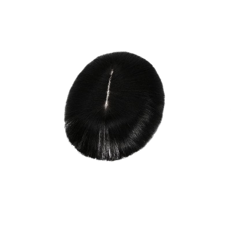 Human Hair Topper With Bangs For Thinning Hair Jet Black 13*15cm Silk Base E-LITCHI