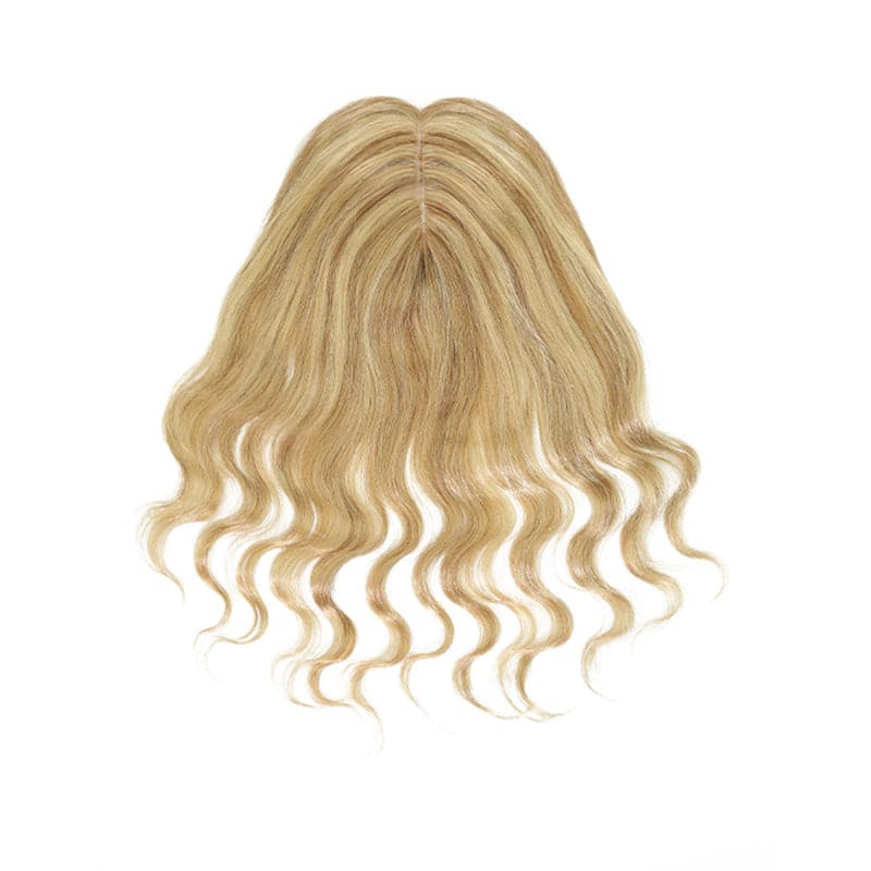 Susan ︳Bronde Highlight Wavy Human Hair Topper For Thinning Crown 10*12cm Silk Base E-LITCHI® Hair