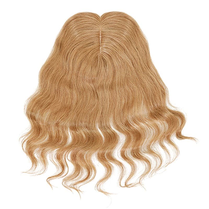 Susan – cheveux humains ondulés pour couronne amincissante, Base en soie, blond foncé, 10x12cm
