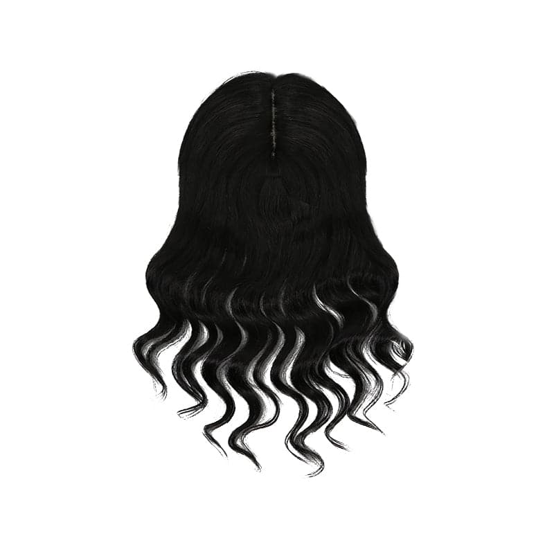 Susan ︳Wavy Human Hair Topper For Thinning Crown 10*12cm Silk Base Natural Black E-LITCHI