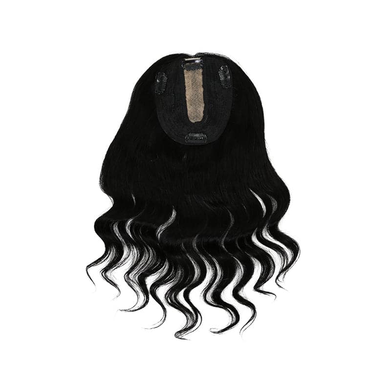 Susan ︳Wavy Human Hair Topper For Thinning Crown 10*12cm Silk Base Jet Black E-LITCHI