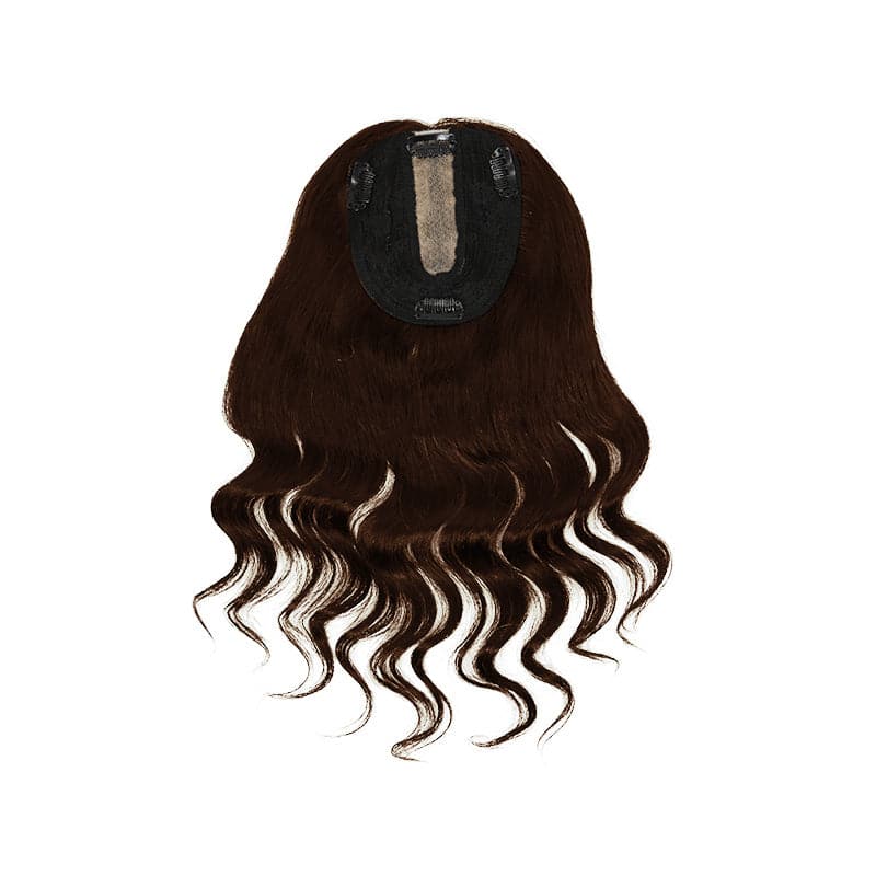 Best Wavy Human Hair Topper Silk Base Medium Brown