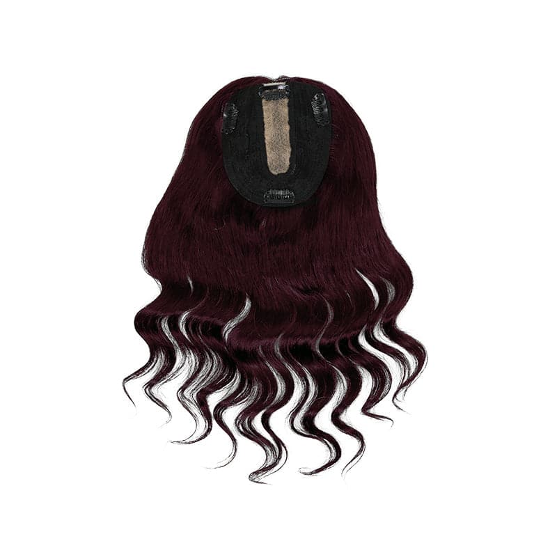 Susan ︳Wavy Human Hair Topper For Thinning Crown 10*12cm Silk Base Wine Red E-LITCHI