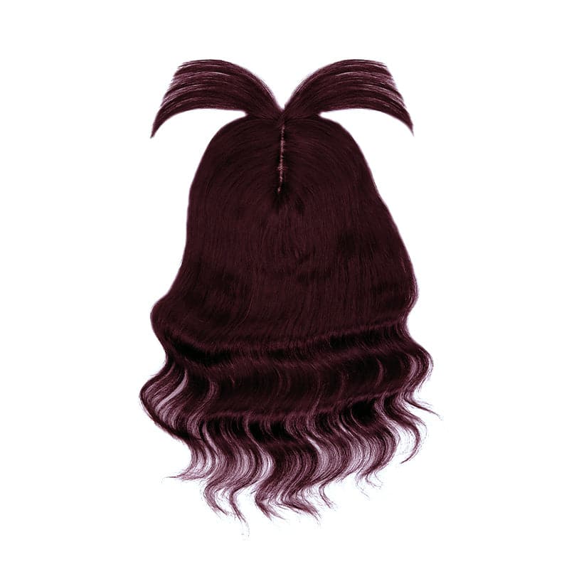Susan ︳Wavy Human Hair Topper With Bangs For Thinning Crown 10*12cm Silk Base Wine Red E-LITCHI