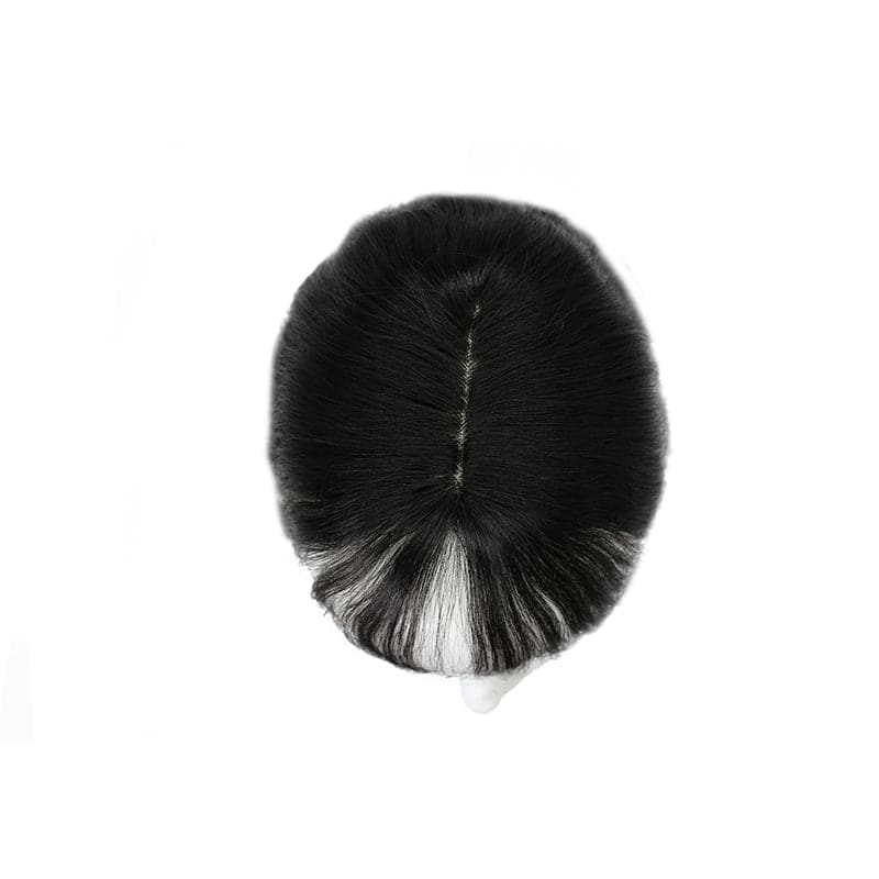 Susan ︳Wavy Human Hair Topper With Bangs For Thinning Crown 10*12cm Silk Base Natural Black E-LITCHI
