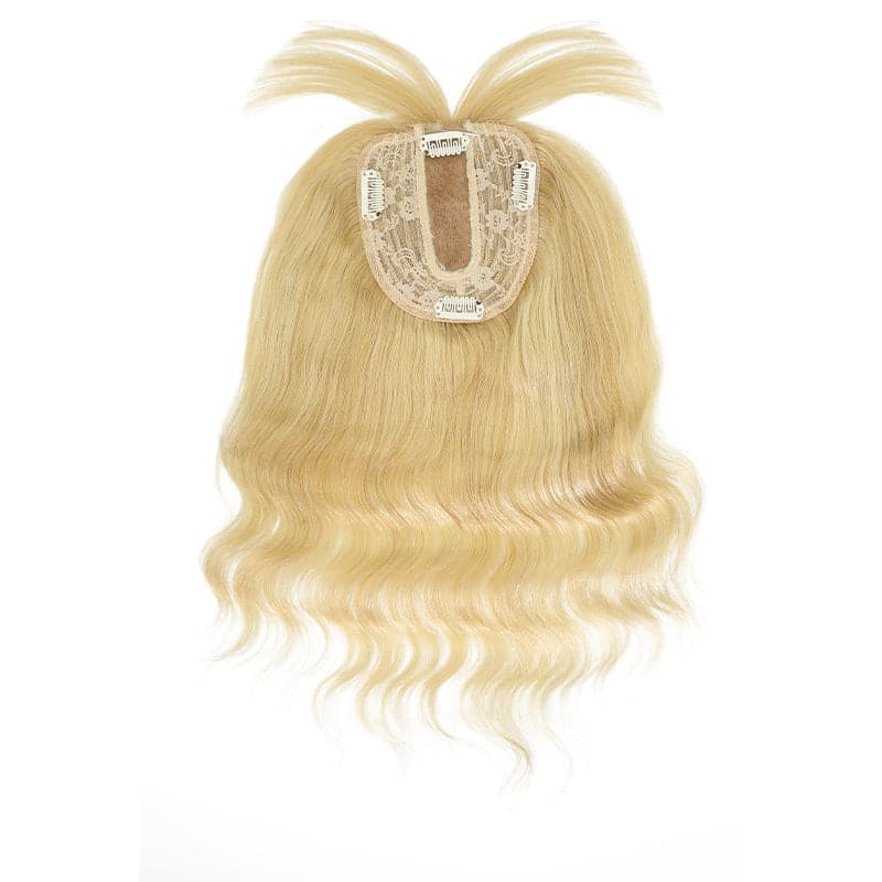 Susan ︳Blonde Highlight Wavy Human Hair Topper With Bangs 10*12cm Silk Base E-LITCHI® Hair