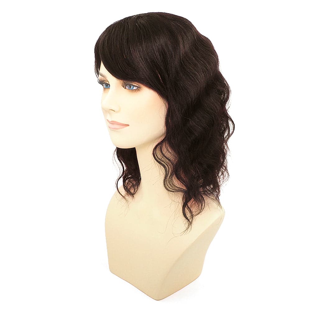 Dark Brown Human Hair Topper With Bangs For Women Hair Loss 13*13cm Silk Base E-LITCHI Hair