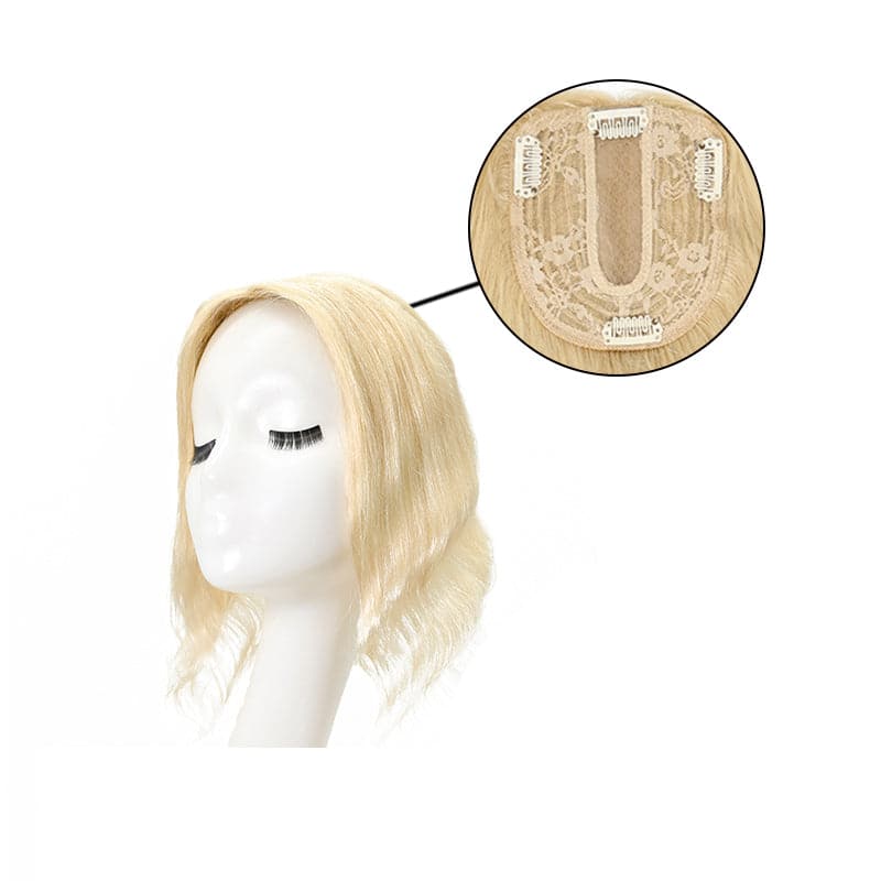 Susan ︳Wavy Human Hair Topper For Thinning Crown 10*12cm Silk Base Platinum Blonde E-LITCHI® Hair