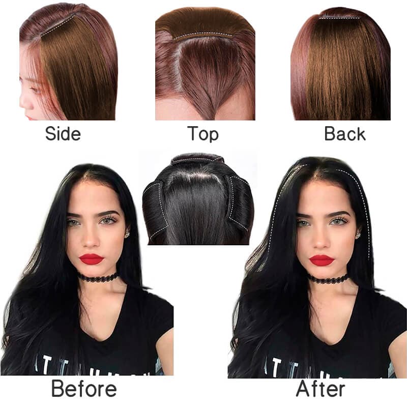 Ausverkauf Echthaarteil mit Clip-in-Haarpolstern, 13 Farben, 2 Stile