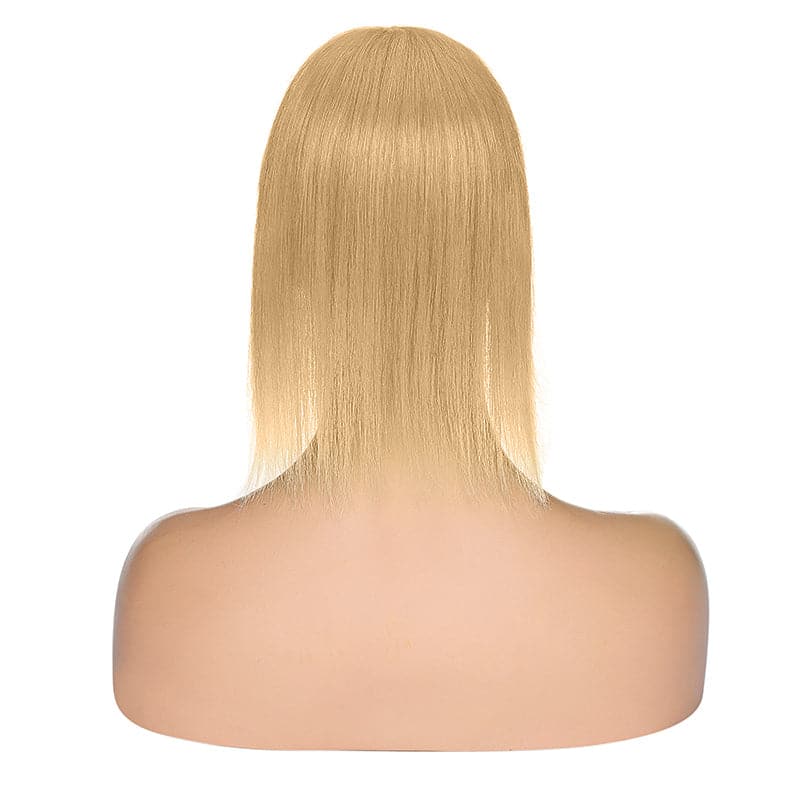 Dark Blonde Human Hair Topper With Bang For Women Thinning Crown 10*10cm Base E-LITCHI
