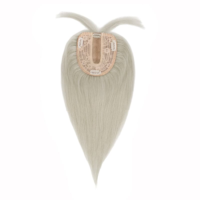 Susan ︳Sandy Grey Human Hair Topper With Bang For Women Thinning Crown 10*12cm Base E-LITCHI