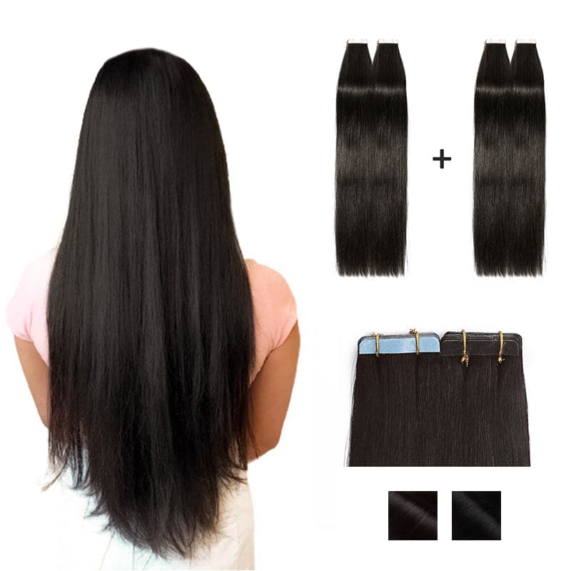 Black Straight Tape Ins 2 Pack 40pcs Bundle For More Volume E-LITCHI® Hair