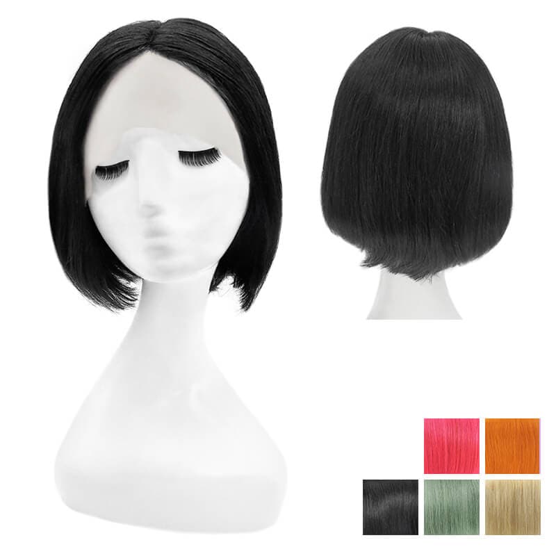 Human Hair Lace Front U Part Short Halloween Bob Wigs Straight All Shades