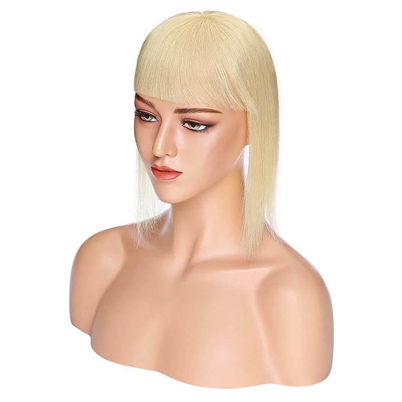 Susan ︳Platinum Blonde Human Hair Topper With Bang For Women Thinning Crown 10*12cm Base E-LITCHI