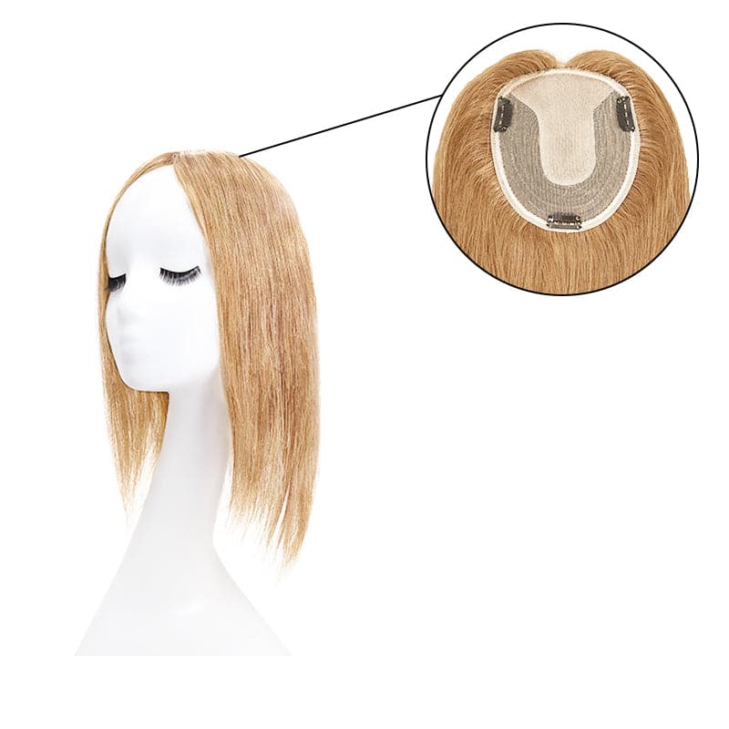 Human Hair Topper For Thinning Hair Light Auburn 13*15cm Silk Base E-LITCHI