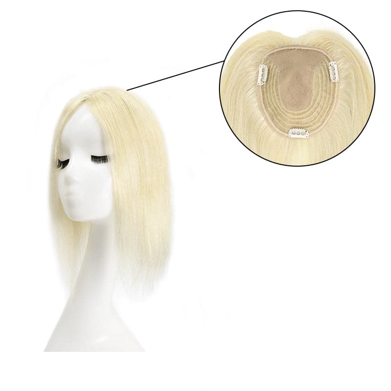 Blonde 13*15cm Silk Base Human Hair Topper E-LITCHI