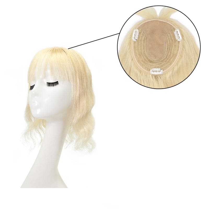 Blonde 13*15cm Silk Base Human Hair Topper E-LITCHI