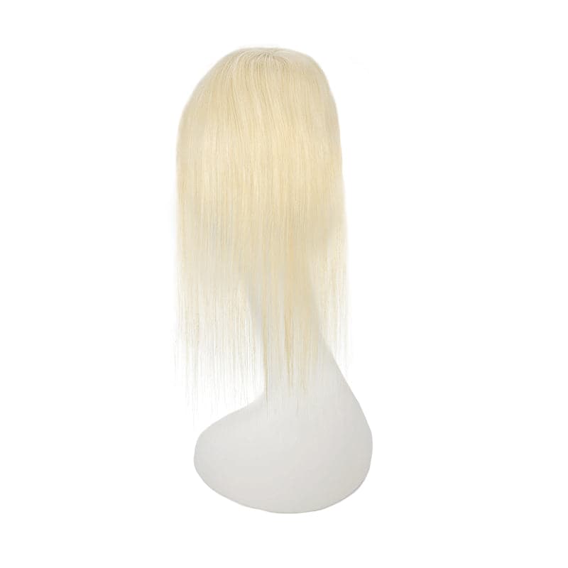 Human Hair Topper With Bangs For Thinning Hair Platinum Blonde 13*15cm Silk Base E-LITCHI