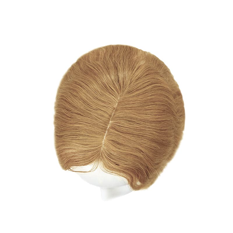 Wavy Human Hair Topper For Thinning Hair Light Auburn 13*15cm Silk Base E-LITCHI