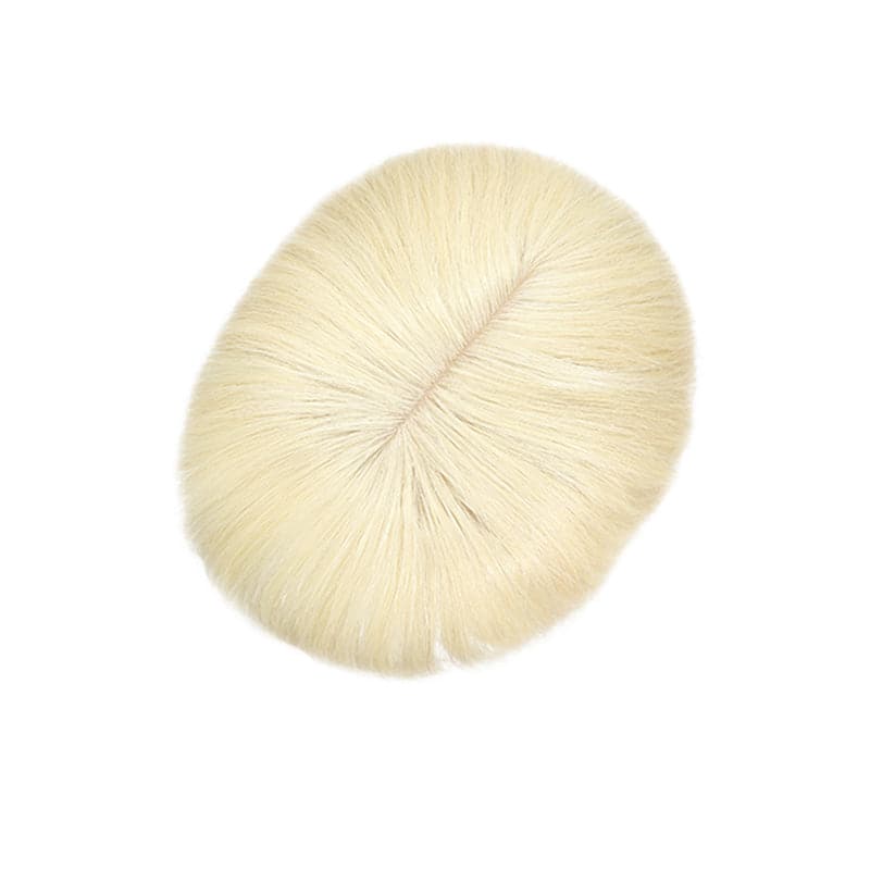 Human Hair Topper With Bangs For Thinning Hair Platinum Blonde 13*15cm Silk Base E-LITCHI
